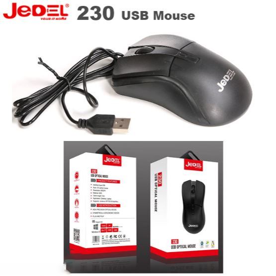 JEDEL 230 USB Mouse (Black) Wired for LAPTOPS and DESKTOPS