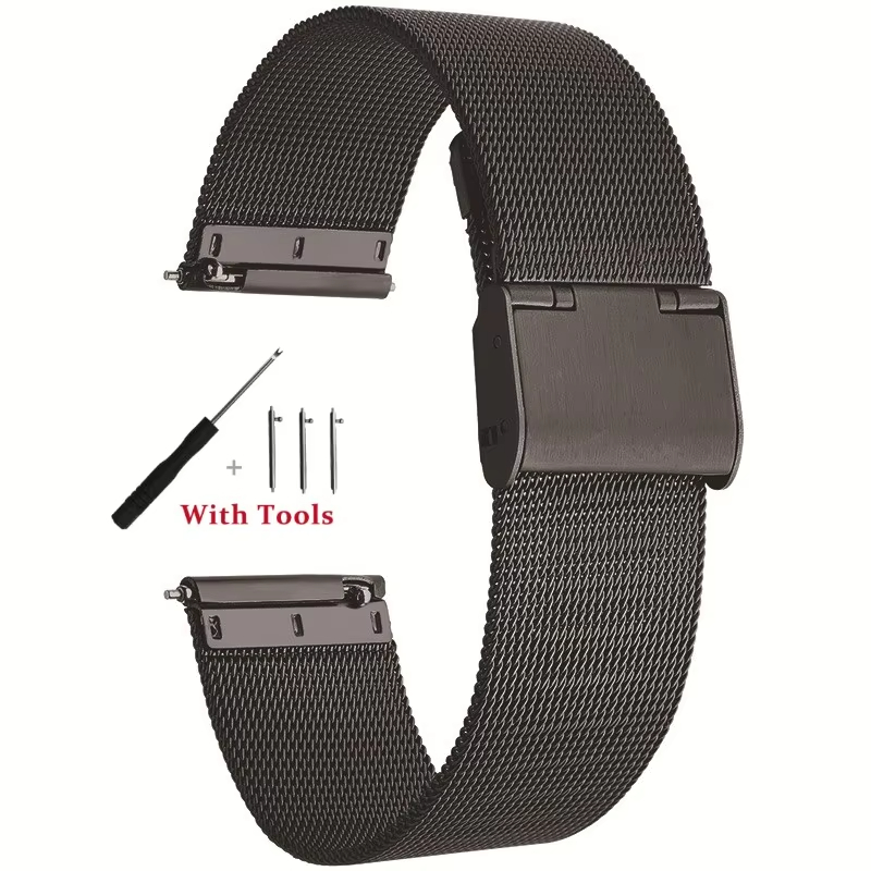 20/22mm Universal Milanese Watchband Quick Release Watch Band Mesh Stainless Steel Strap Wrist Belt Bracelet Silver