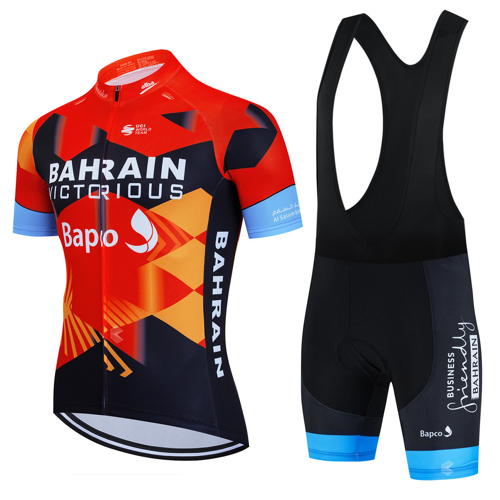 Bahrain Victorious Team 2023 Summer Men Anti-UV Cycling Jersey Set Breathable Racing Sport Bicycle Jersey MTB Cycling Clothing