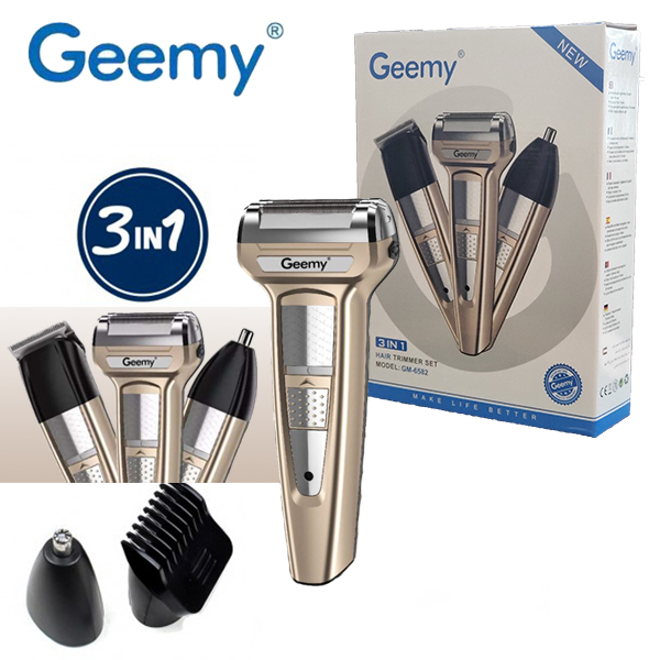 Good Quality Geemy GM6582 3 IN 1 Rechargeable Grooming Kit Professional Clipper Trimmers