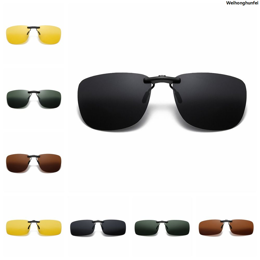WeihonghunfeiFifty percent discount Vision Care UV400 Day Night Vision Goggle Clip Polarized Lens UV Protection Myopia Glasses Clip Anti-glare Lightweight Clip-on Sunglasses Outdoor Activities