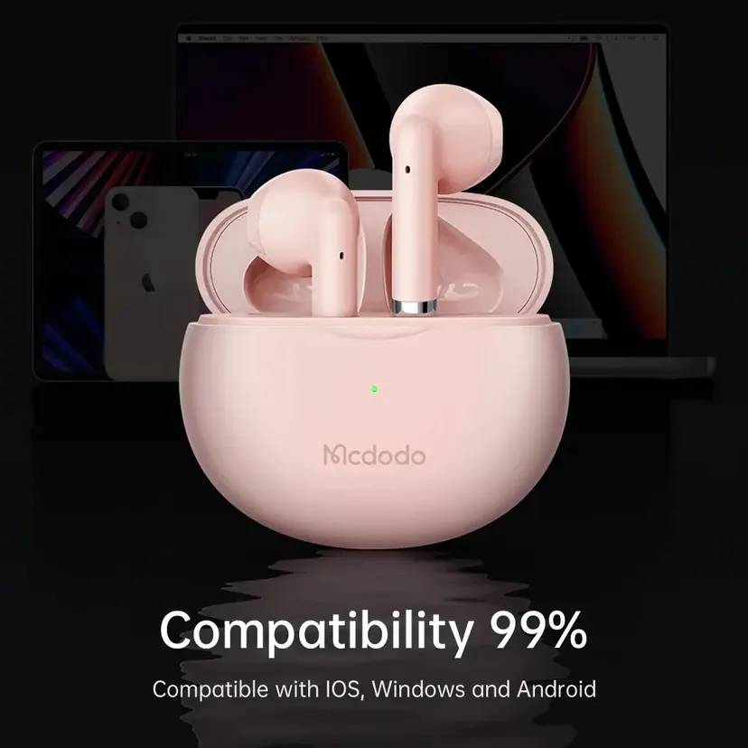 MCDODO HP-8032 B01 Series TWS Earbuds Support Wireless Charging Pink