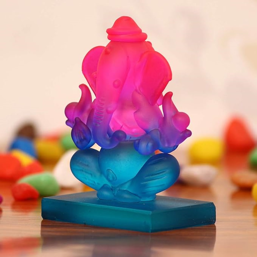 Lord Ganesha idol, Pink and Blue Double Sided of Crystal, Suitable for Gift, Car and Home Decoration!