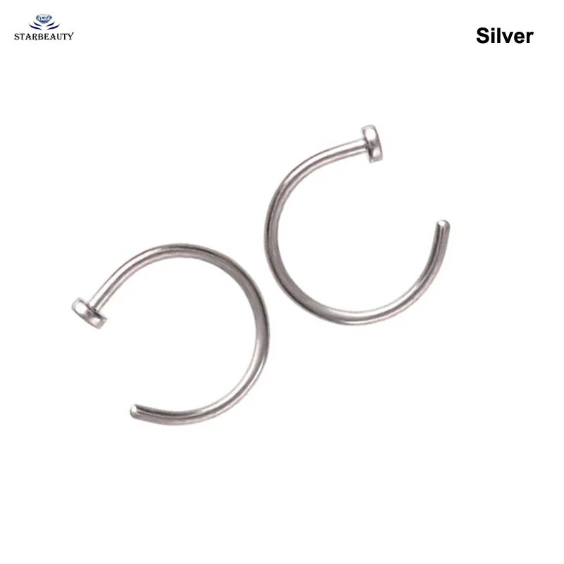 HOT 2Pcs 18G 1.0x6/8/10mm Simple C Clip Nose Ring Helix Piercing Labret Lip Piercing Tragus Stainless Steel Ear Cuff Jewelry