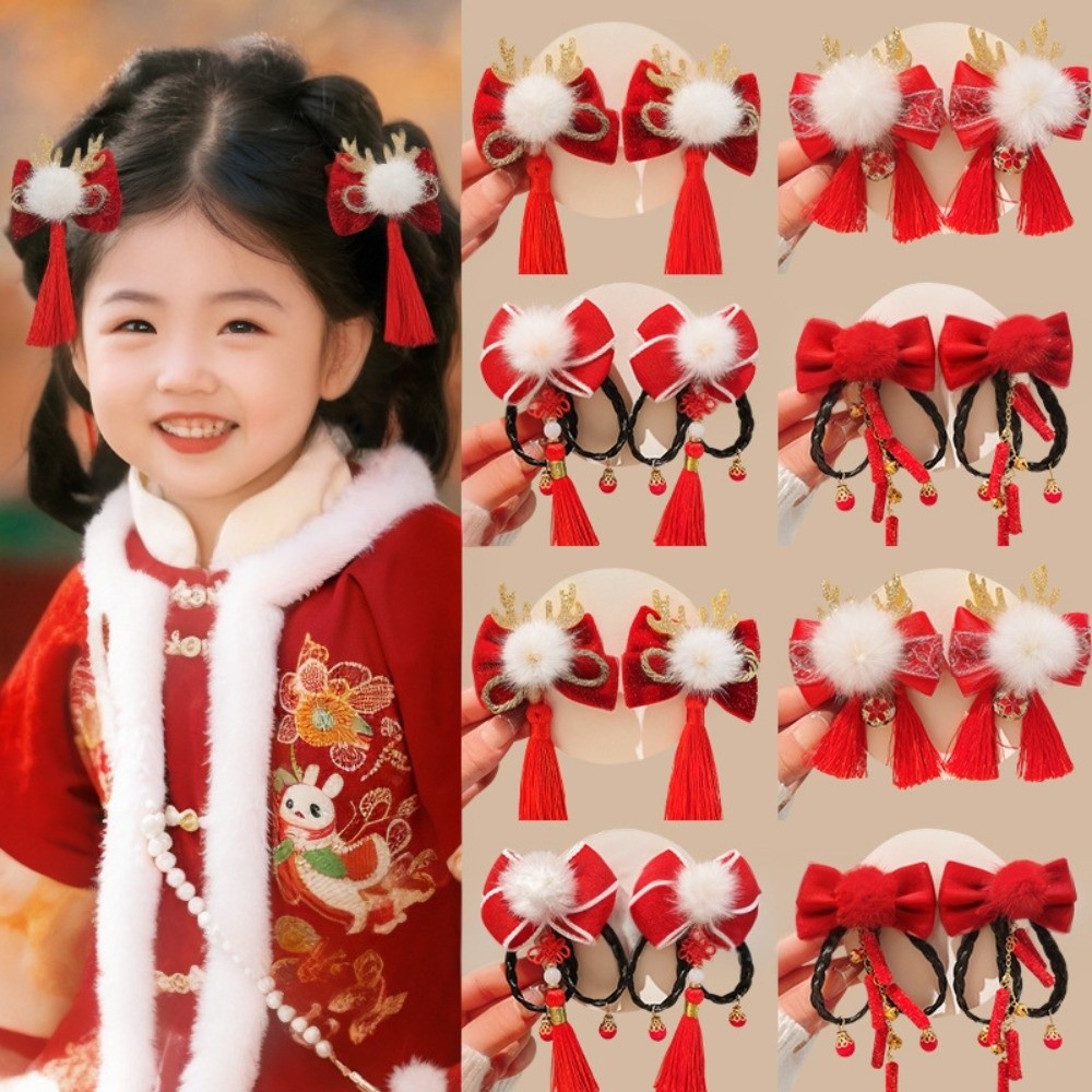New Red Antique Chinese Style Hair Clip Tassel Traditional Girl Wig Tassel Retro Hanfu Accessories Holiday Gift