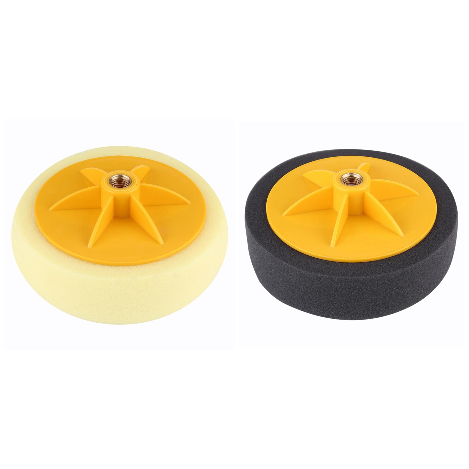NAMUNY 2 Pcs 6 Inch/15cm Car Polishing Waxing Pad Sponge M14 Wheel Polishing Waxing Pad Kit Tool, Yellow & Black