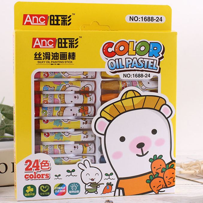 Colors Kids Non-Toxic Artistic Oil Painting Stick Oil Pastel Drawing Crayons Color Set for Children (24Pcs)