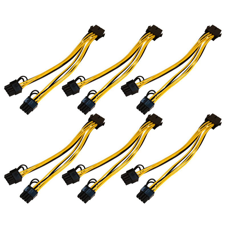 12Pcs 8 Pin Power Cord for Mining CPU GPU 8Pin to 2X8 Pin (6+2) Graphics Card Dual PCI-E 8 Pin Power Splitter Cable 21cm