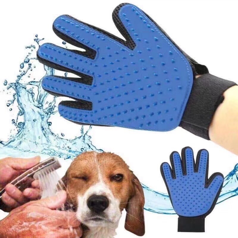 Pet True Touch Five Finger Shedding Fur Glove Gentle Grooming For Cats And Dogs