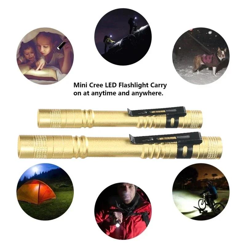 2025 New Mini Portable LED Pen Light With Clip Ultra Bright High Lumens Pocket Handheld EDC Flashlight Torch Camping Outdoor Emergency