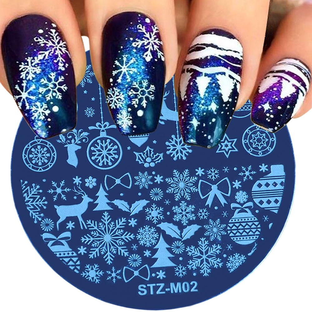 Fashion Stainless Steel DIY Christmas Stamping Plates Stamp Stencil Round Nail Art Template