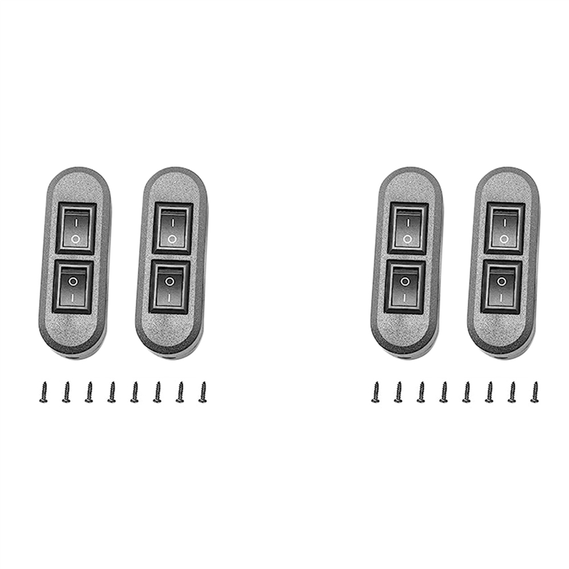JINMY 2X Embedded Wire Switch Black Duplex Switch Straight-Through Rocker Switch Suitable for Dual-Control Desk Lamp