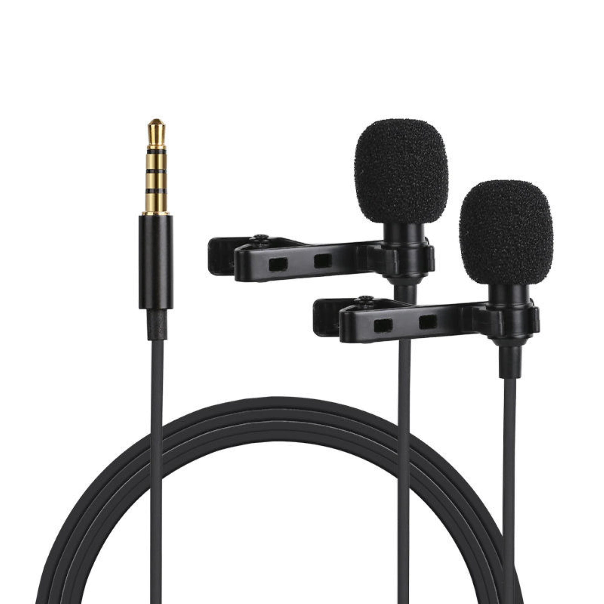 -M1DM Dual Lavalier Microphone, Lapel Clip-on Omnidirectional Condenser Mic for iOS iPhone Android Phone DSLR Camera Guitar Recording YouTube Interview Podcast Blog Vlog