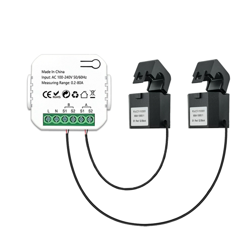 Tuya Smart 2 Way WiFi Energy Meter Bidirection Monitor Solar Produced And Consumed Power Meter + Clamp App AC110V 240V (2CT)