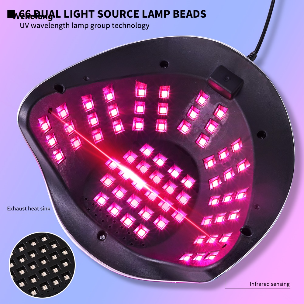 Wenefang 66 LED Professional Nail Drying Lamp with Auto Sensor Smart Drying Fashion Nail Gel Polish UV Lamp Removable Base Nail Salon Tool
