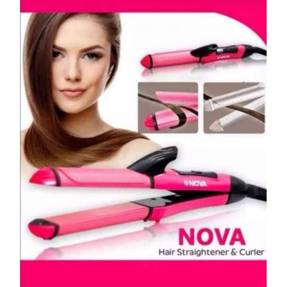 NOVA 2 in 1 Hair Straightener and Curler Professional Iron Star Brand