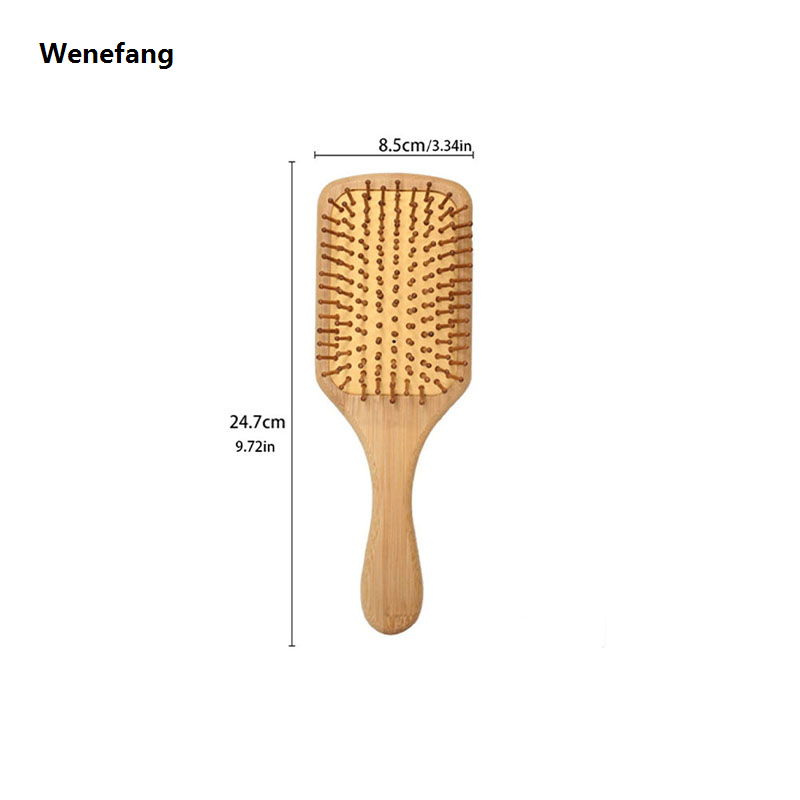 Wenefang Eco Bamboo Hair Brush Nature Wooden Anti-Static Detangle Brush Hair Portable Scalp Massage Comb Air Cushion Styling Tools for Women Men