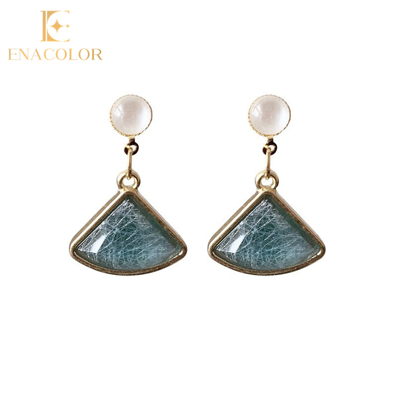 Blue Crystal Exquisite Fan Earrings New 2023