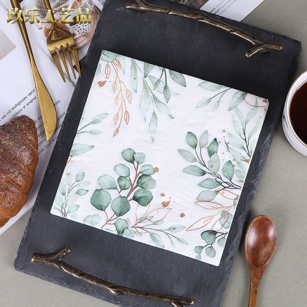 20pcs Arrangement Paper Towel Cartoon Style Napkins Soft Colorful Eucalyptus Leaf Paper 33cm Colorful Printed Paper Party Decor