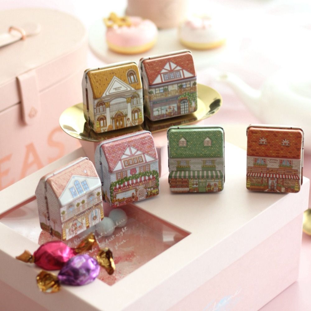 Creative Metal Storage Box House-Shaped Vintage Candy Tin Box Mini Gift Box Candy