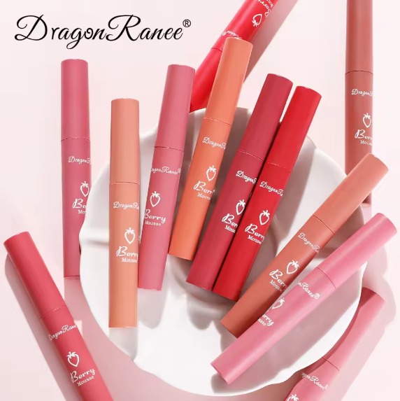99 Stores Offers - 1 Piece Dragon Ranee 12 Color Matte Lip Gloss Velvet Texture Waterproof Moisturize Lip Gloss Lasting Non-stick Cup Fashion Cosmetics (5ml) By 99 Stores