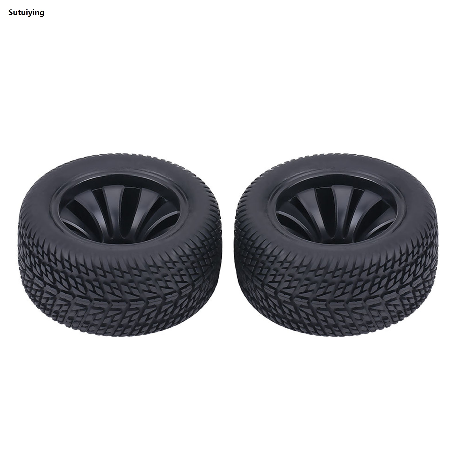 Sutuiying 2Pcs/set Rubber Tyre Tires Plastic Hubs Wheel for 1:12 RC Car Racing Car Truck