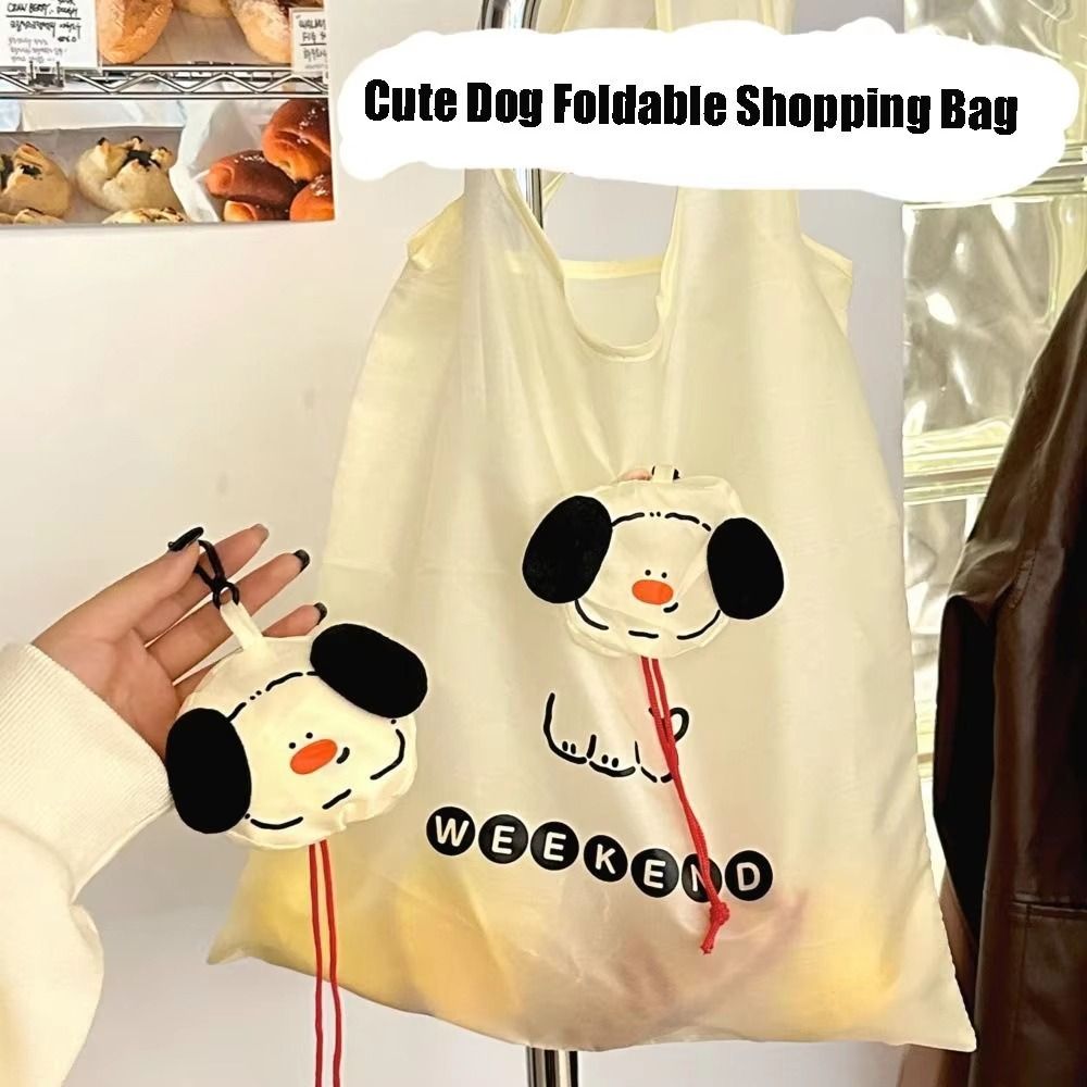 1Pcs New With Hanging Buckle Foldable Shopping Bag Nylon Cartoon Travel Shoulder Bag Waterproof Large Capacity Eco Bag