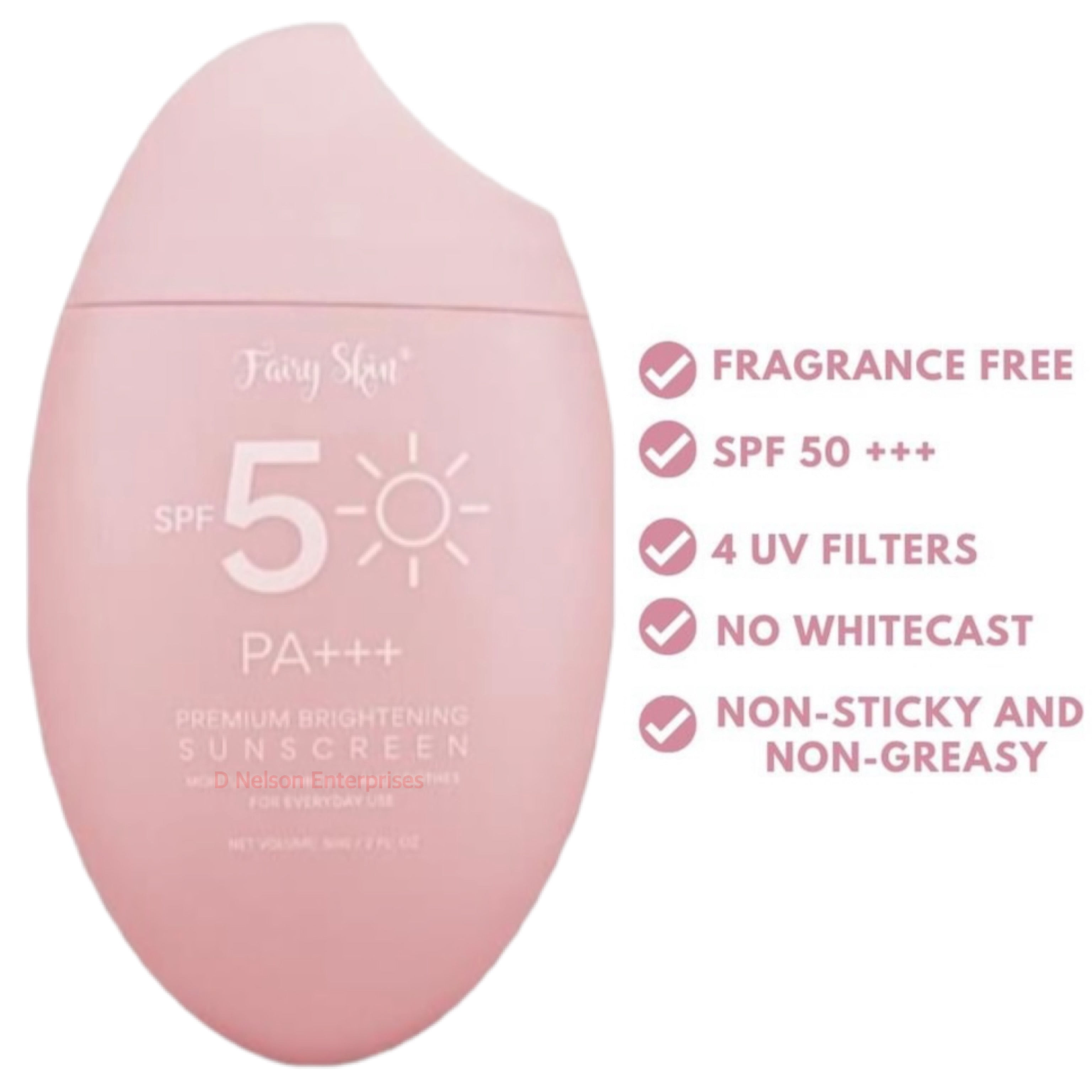 Fairy Skin Premium Brightening Sunscreen, SPF 50 PA+++, Korean Glass Skin Finish, Non-Sticky Formula
