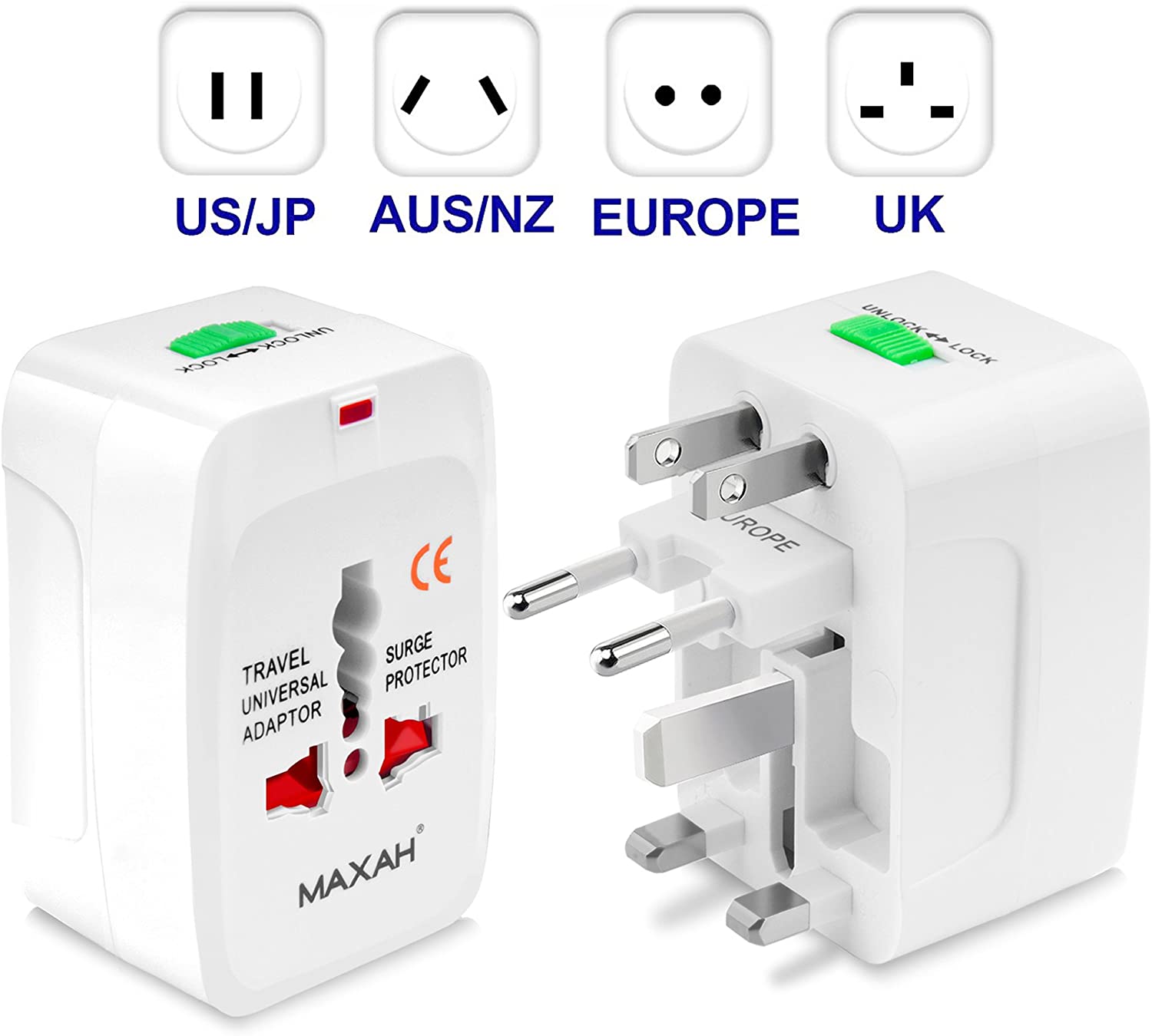Universal Travel Adapter (Type G) - Global Plug Converter for 150+ Countries | Suitable for UK, USA, Europe, Australia | 110-240V Input, 6A Max