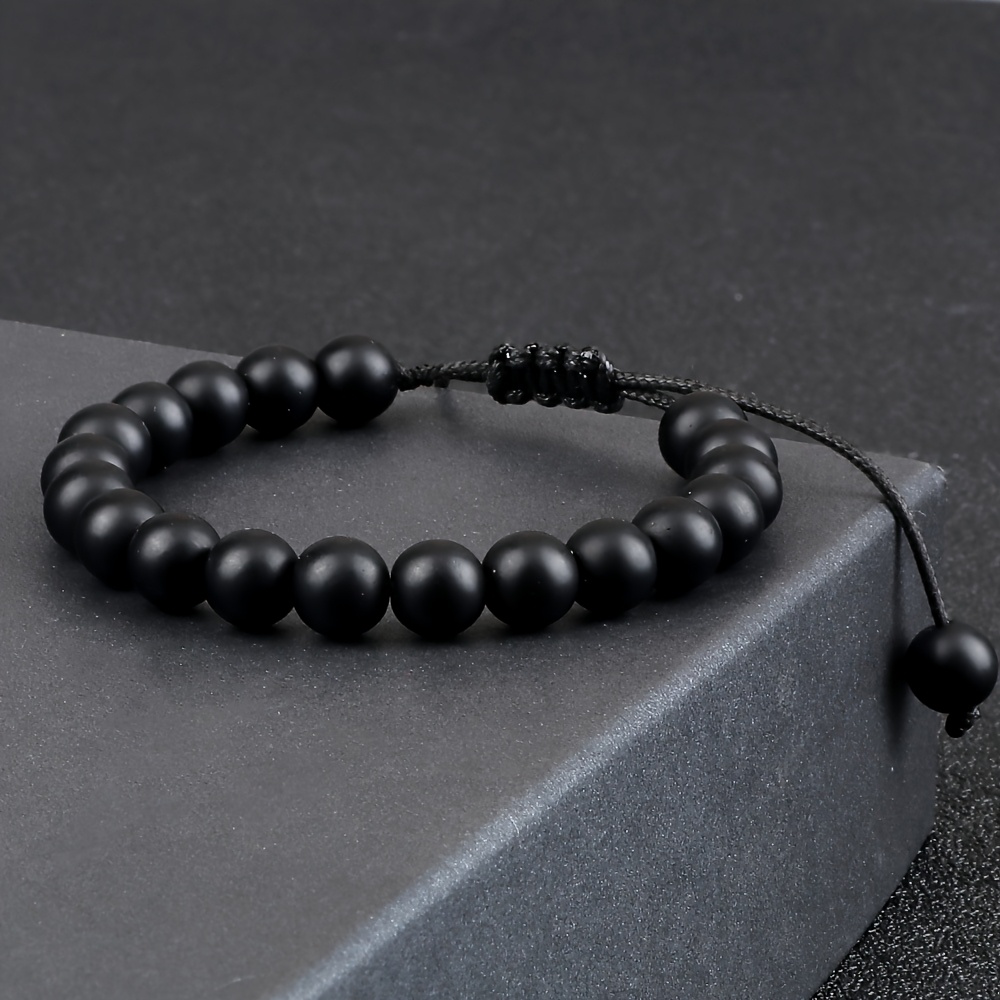 Elegant Vintage - Black Matte Beaded Bracelet for Men by Treasure Box Nepal