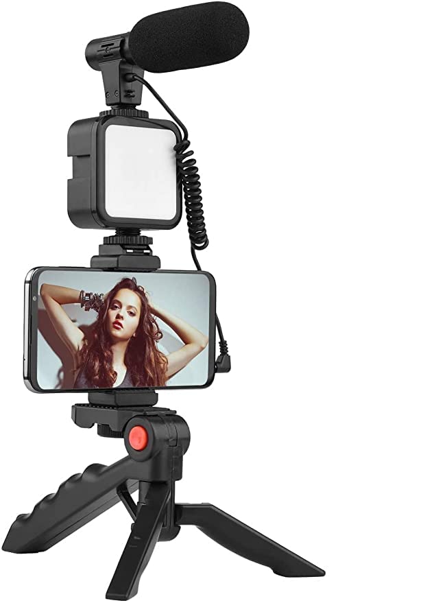 Vlogging Kit for Video Making | Mic | Mini Tripod Stand | LED Light TikTok Stand