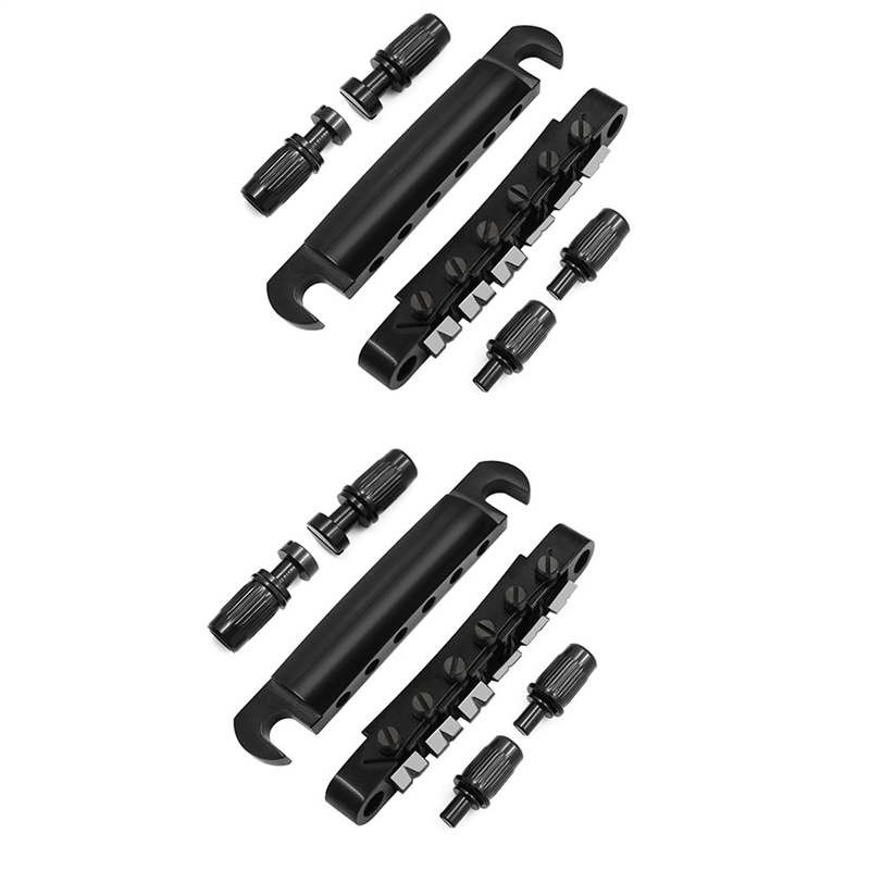 fasdaga 2X Tune-O- Bridge and Tailpiece with Studs Set for ABR-1 Bridge Style LP Electric Guitar Replacement,Black