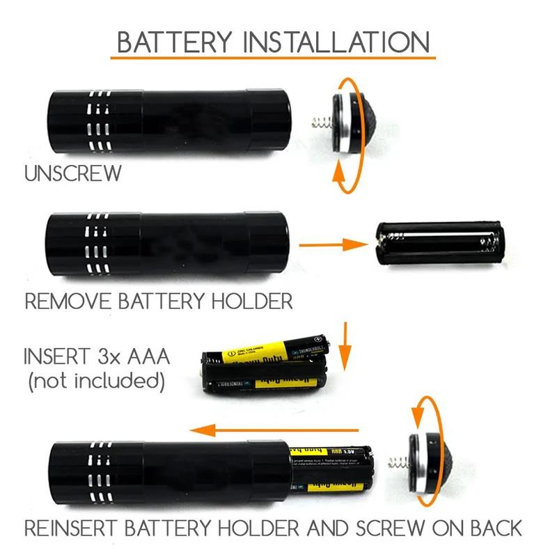 High Quality 1-8PCS UV Flashlight 9 LED Ultraviolet Torch Mini Ultra Violet Lights Waterproof Inspection Lamp Pet Urine Stain Detector Tools