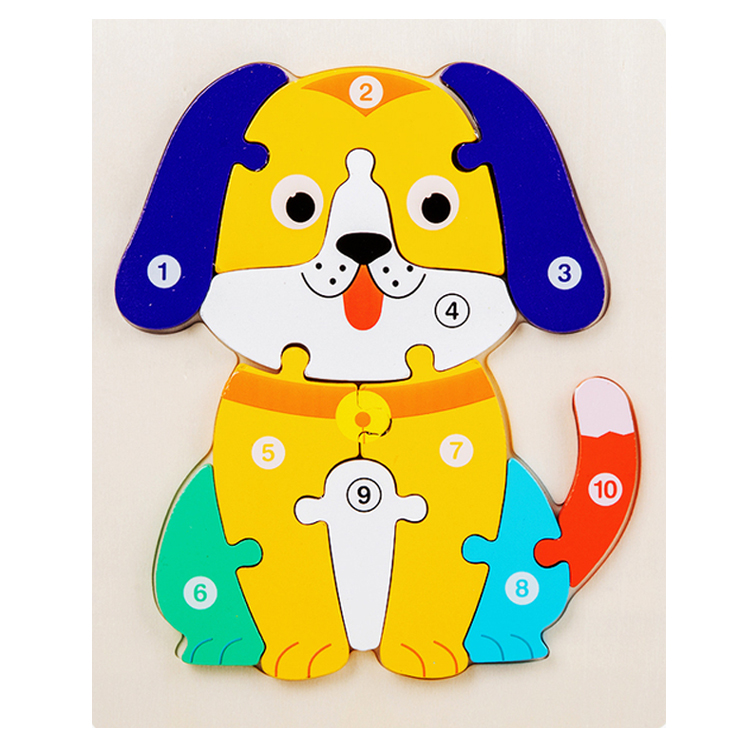 Wooden Number Puzzle for Kids - Montessori Educational 3D Jigsaw Brain Teaser Toy - Early Learning Math Building Blocks for Toddlers & Preschoolers (16.5cm)