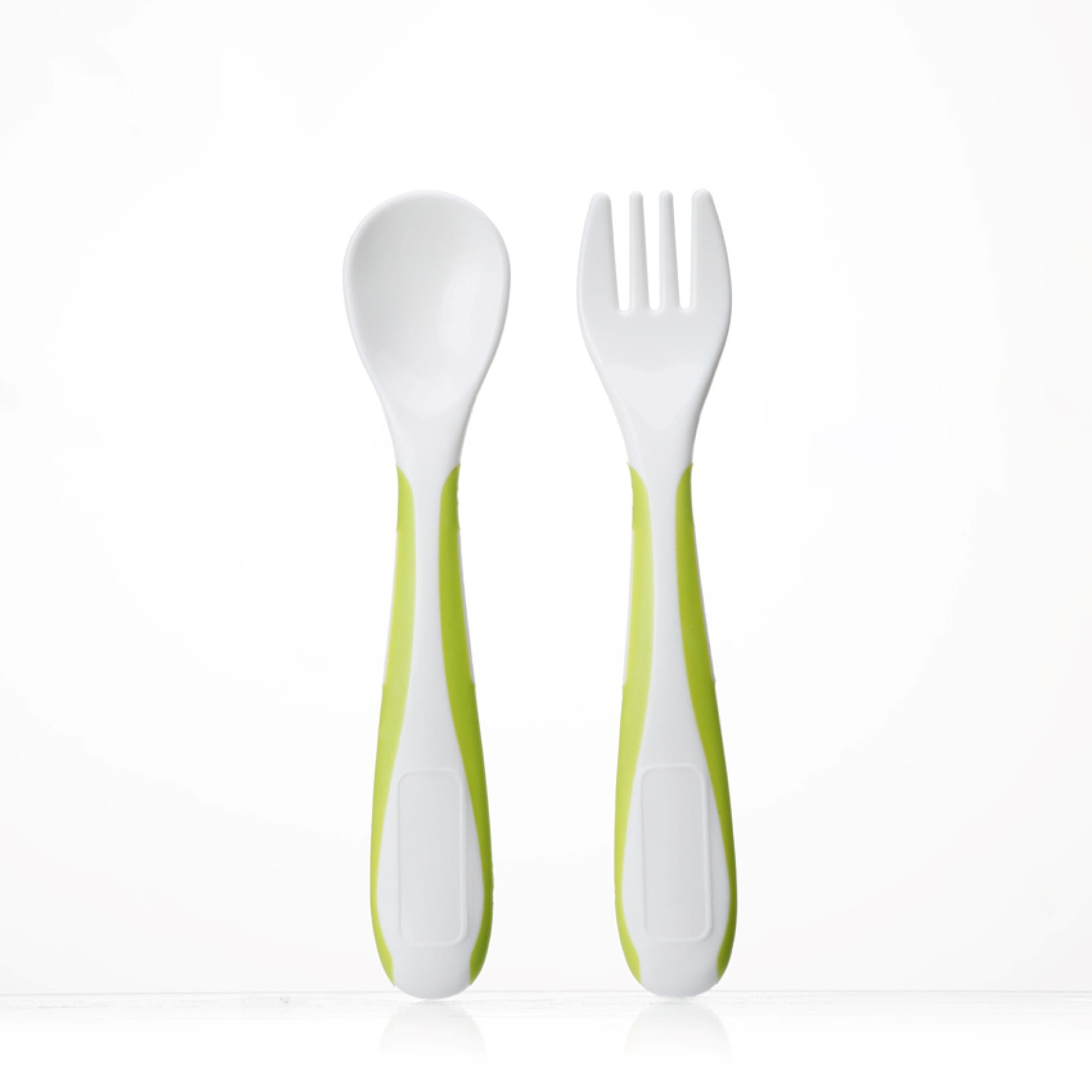 Mini Bi Color Plastic Baby Feeding Fork And Spoon Set Sensitive Plastic PP Color Change Baby Food Feeding Spoon 2 PCS Set
