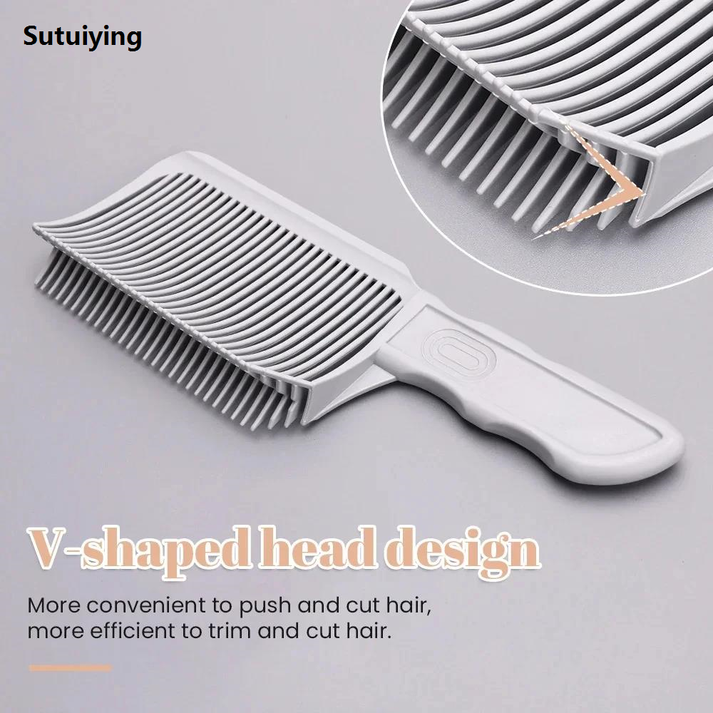 Sutuiying Professional Barber Flat top Hair Cut Comb Sets Hair Styling Curved Positioning Fade Comb Brush Kit Salon Hairdresser Tools