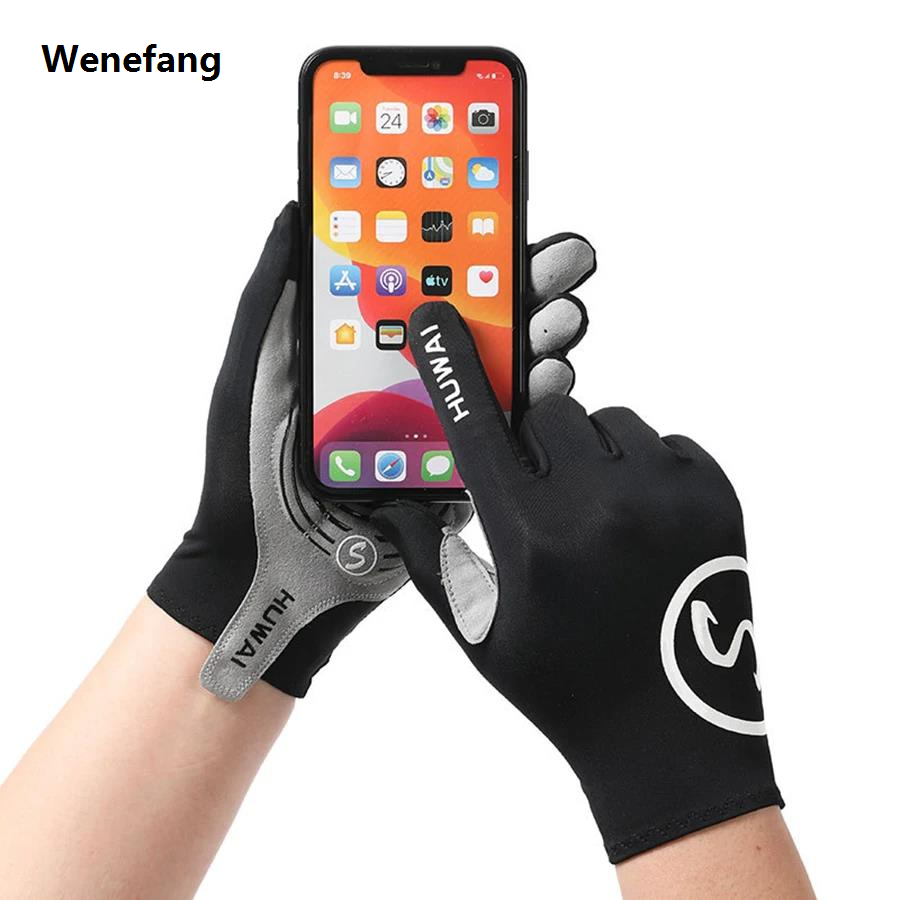 Wenefang Mesh Bike Gloves Full Finger Summer Men Women's Cycling Gloves Long Mtb Touchscreen Breathable Racing Bike Gloves Accessories