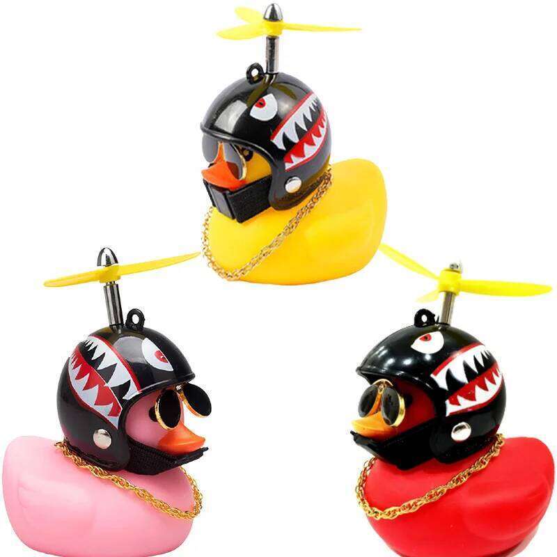 Ornaments Cute Little Yellow With Helmet Propeller For Bike Motorcycle Without Lights Red Duck Car Interior Accessories