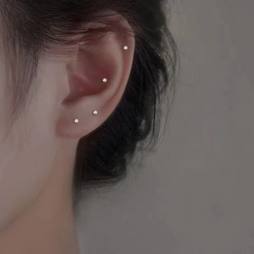 Trendy Mini Rhinestones Stud Earrings for Women Girls Daily Jewelry Cute Round Geometry Small Earrings Accessories - 1 Pair