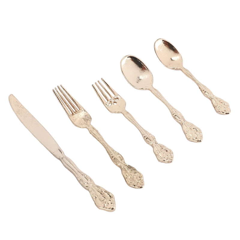 1:6 Mini Tableware Model Accessories Five Piece Gold