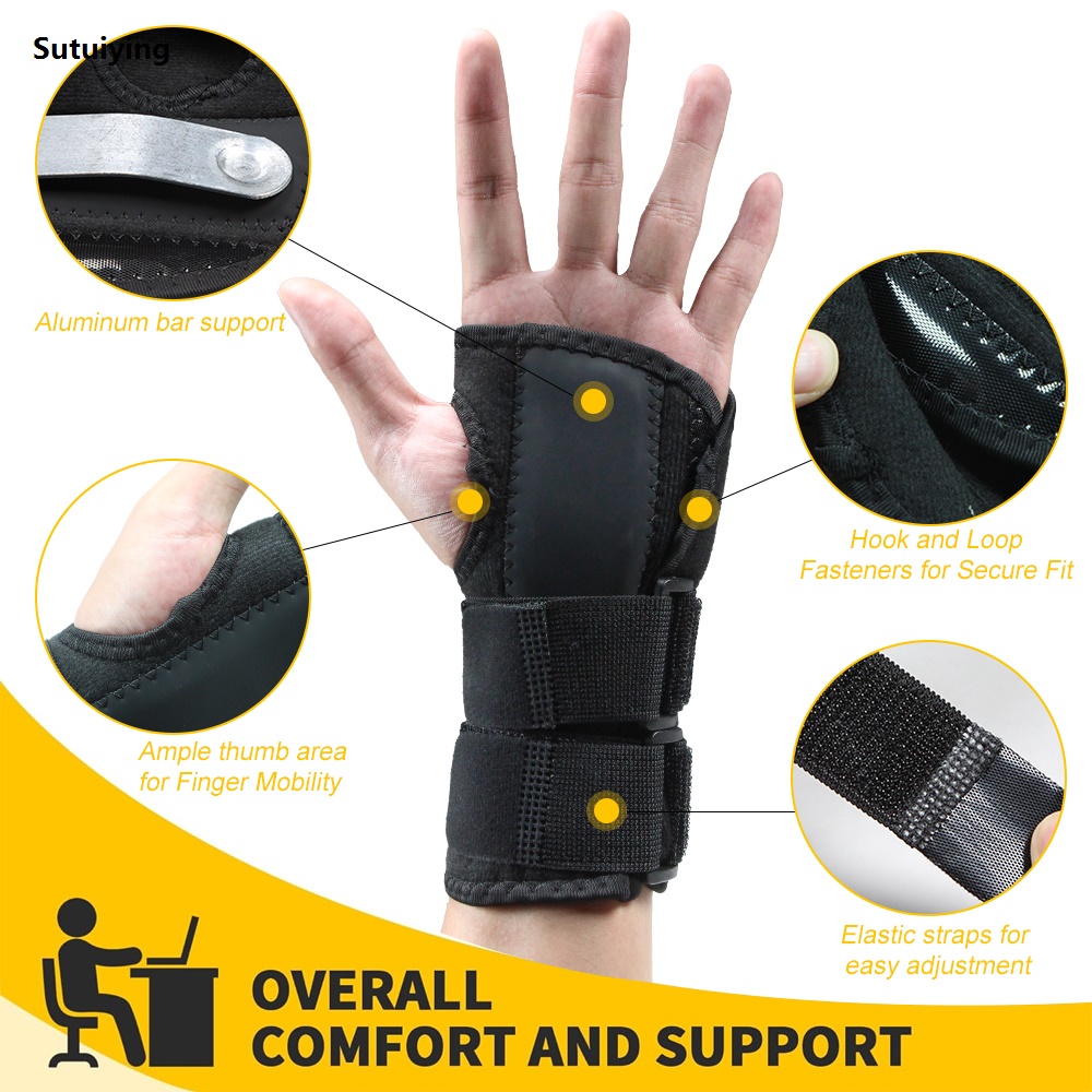 Sutuiying 1PC Wrist Brace Carpal Tunnel,Adjustbale Wrist Support Metal Splint New style Stabilizer,Night Sleeep Hand Brace for Women Men,Left Right