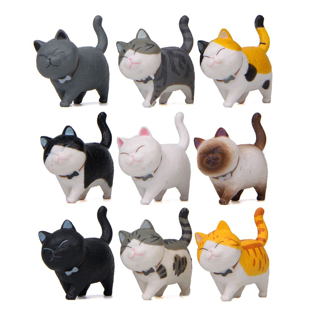 Gift Dollhouse Decor Funny Design Mini Kitten Statue Simulation Animal Model With Bowknot Cartoon Cat Figurine