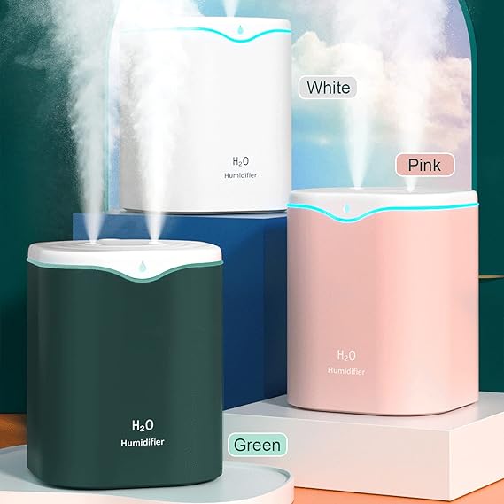 Smart Choice Premium Humidifier | H20 2000ML Large Capacity Humidifier with Multicolor Night Light | Ultra-Quiet Cool Mist Air Humidifier & Aroma Diffuser | Home Bedroom Desktop Air Purifier | 2L USB Portable Mist Maker