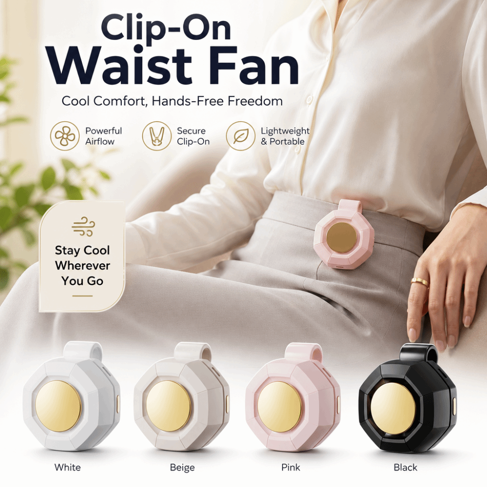 Durable 3 Speeds Clip-On Waist Fan Mute Rechargeable Portable Cooling Clip Fan Wearable Portable Hanging Waist Fan Sports