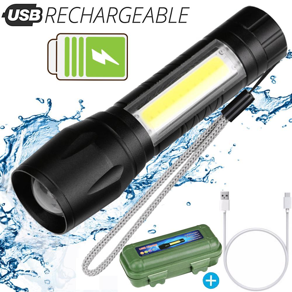 USB Rechargable LED Tactical Powerful Mini Zoomable Torchlight