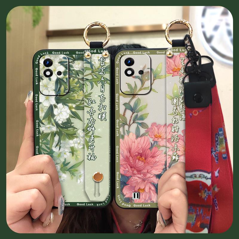 Wristband Back Cover Phone Case For OPPO Realme Narzo 50i Durable Anti-dust Dirt-resistant Chinese style ring old lady