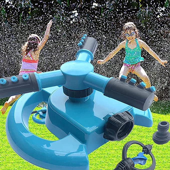 Premium Garden Sprinkler - Automatic Sprinkler with 360 Degree and 3 Rotating Arms for Watering Plants, Flowers, Vegetables | Large Coverage Irrigation System