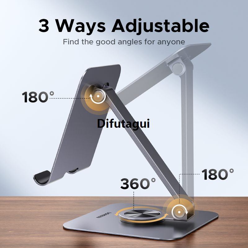Difutagui Samsung's Max17 is compatible with Airipadpro and computer tablets, metal base stand, desktop portable aluminum stand, UGREEN 2025 New rotatable full metal tablet, adjustable and foldable, heavy duty on ipadmini, Galaxy Tab, iPhonePro phone, Gal