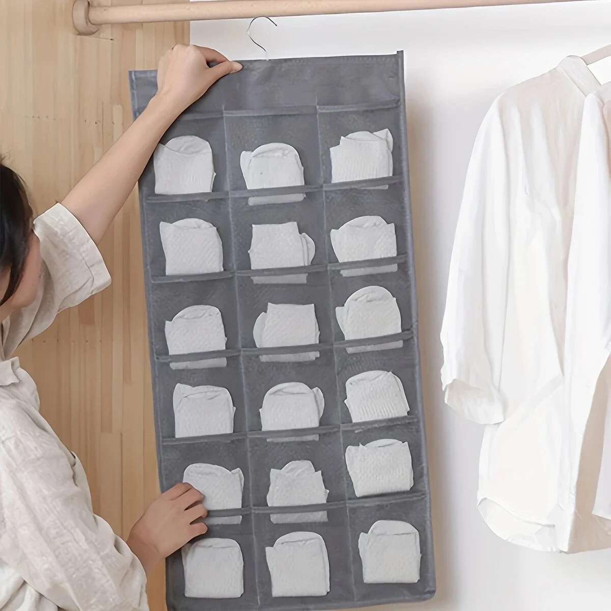 1PC - Double sided functional underwear packaging bag, hanging bra and sock storage bag