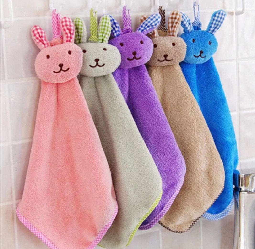 Cute Little Rabbit Cartoon Kitchen Towel Bathroom Absorbent Hand Towel